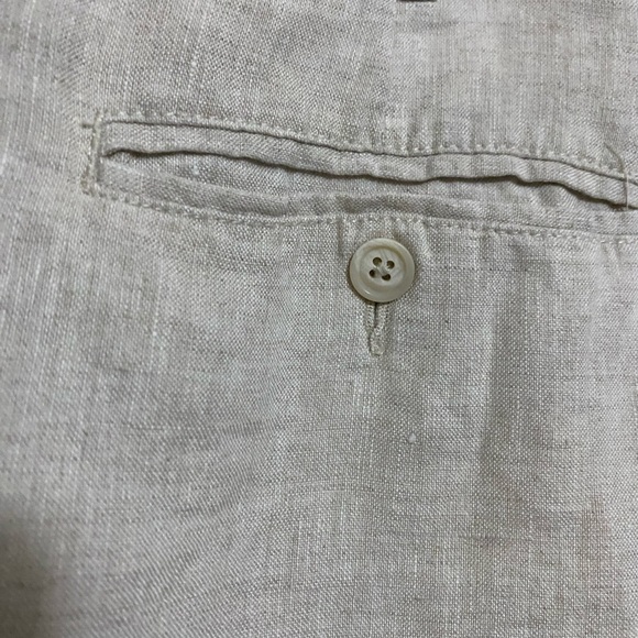 Perry Ellis Men’s Cream Colored Button Fly 100% Linen Pants.  34 X 30. - Picture 6 of 8